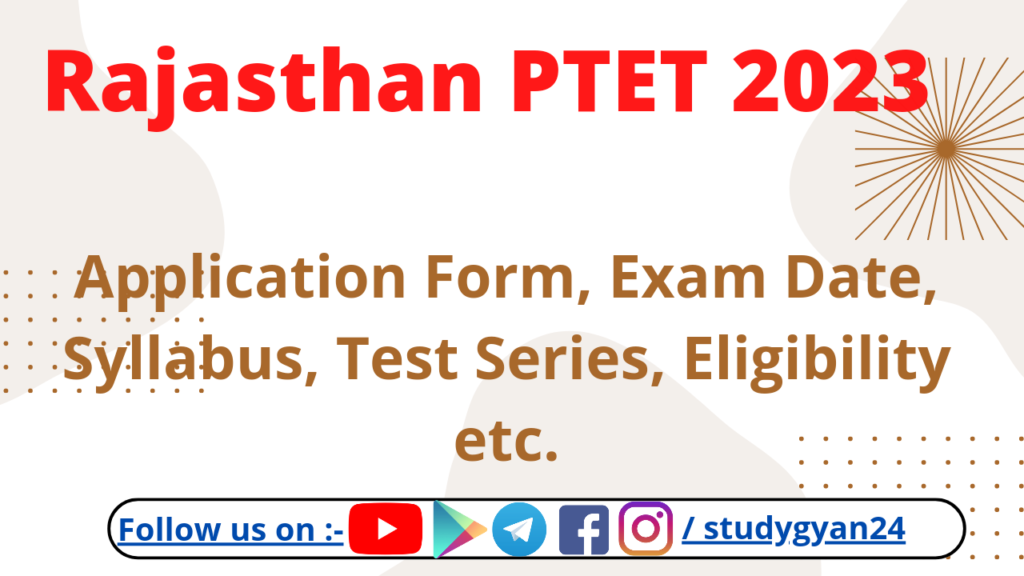 Rajasthan PTET 2023 Application Form | Online Form