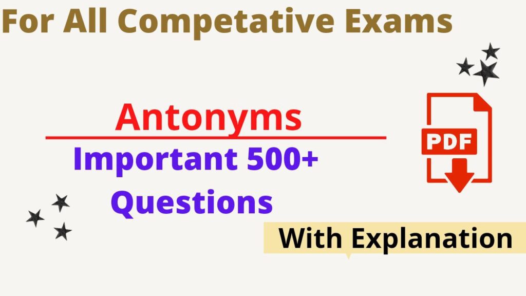 Antonyms MCQ Questions